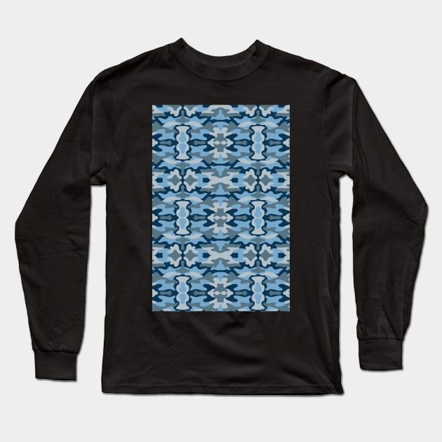 Blue Camouflage Print Long Sleeve T-Shirt by TheLaundryLady